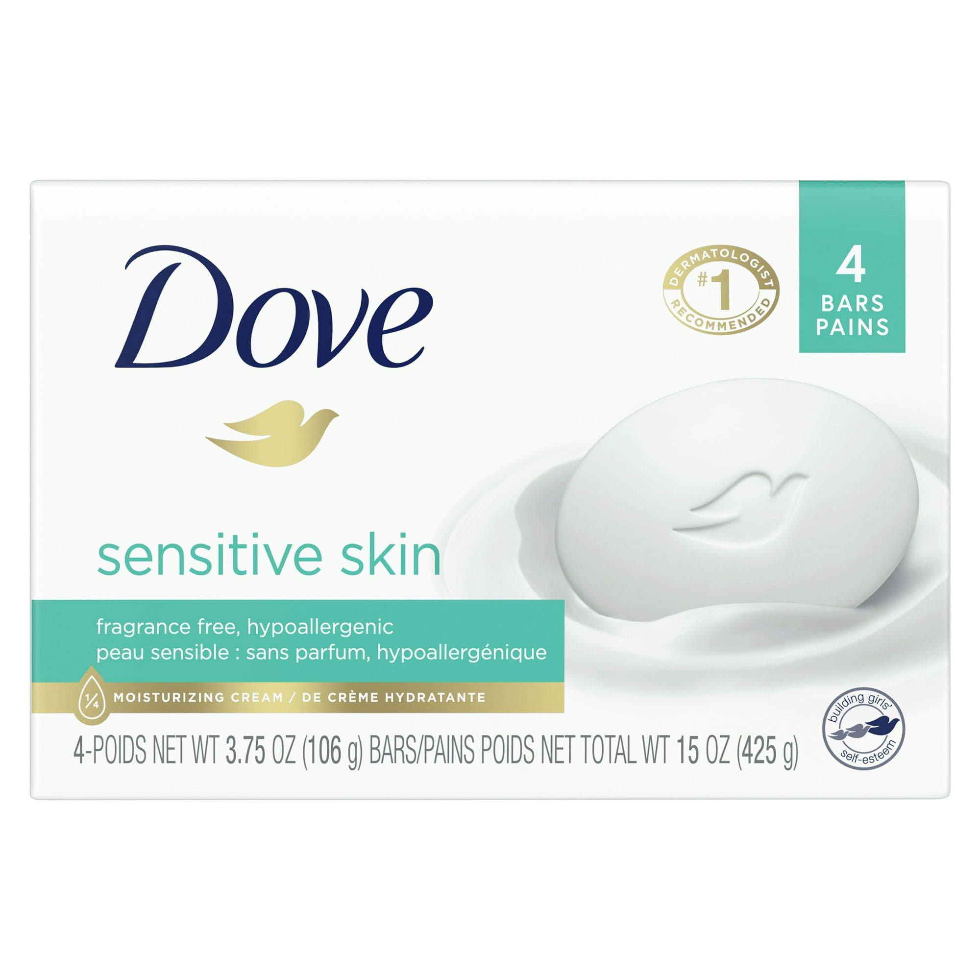 Dove Beauty Bar More Moisturizing Than Bar Soap Sensitive Skin, 3.75 oz, 4 Bars Dove Beauty Bar More Moisturizing Than Bar Soap Sensitive Skin, 3.75 oz, 4 Bars