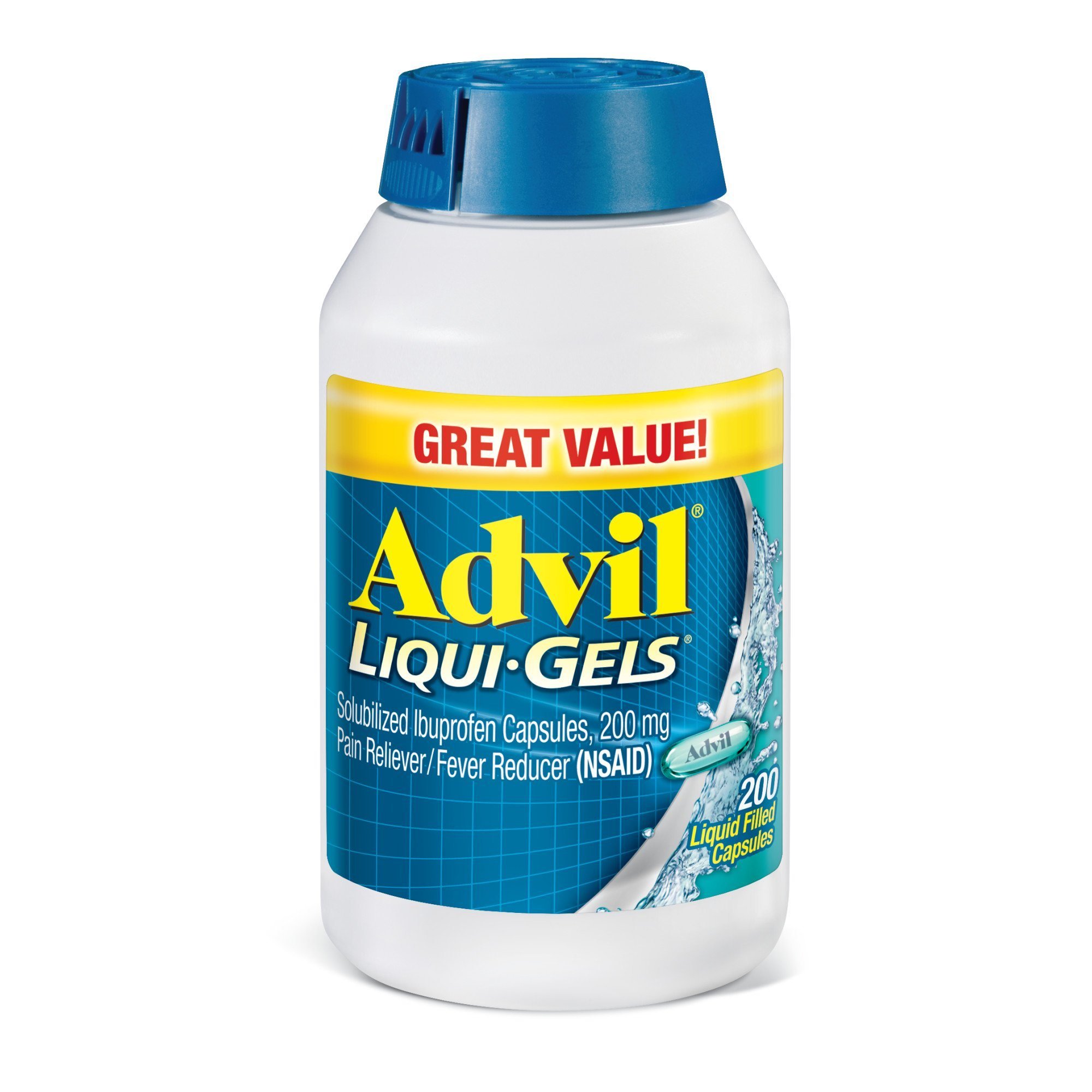 Advil Liqui-Gels Pain and Headache Reliever Ibuprofen Capsules; 200 mg; 200 Count Advil Liqui-Gels Pain and Headache Reliever Ibuprofen Capsules; 200 mg; 200 Count