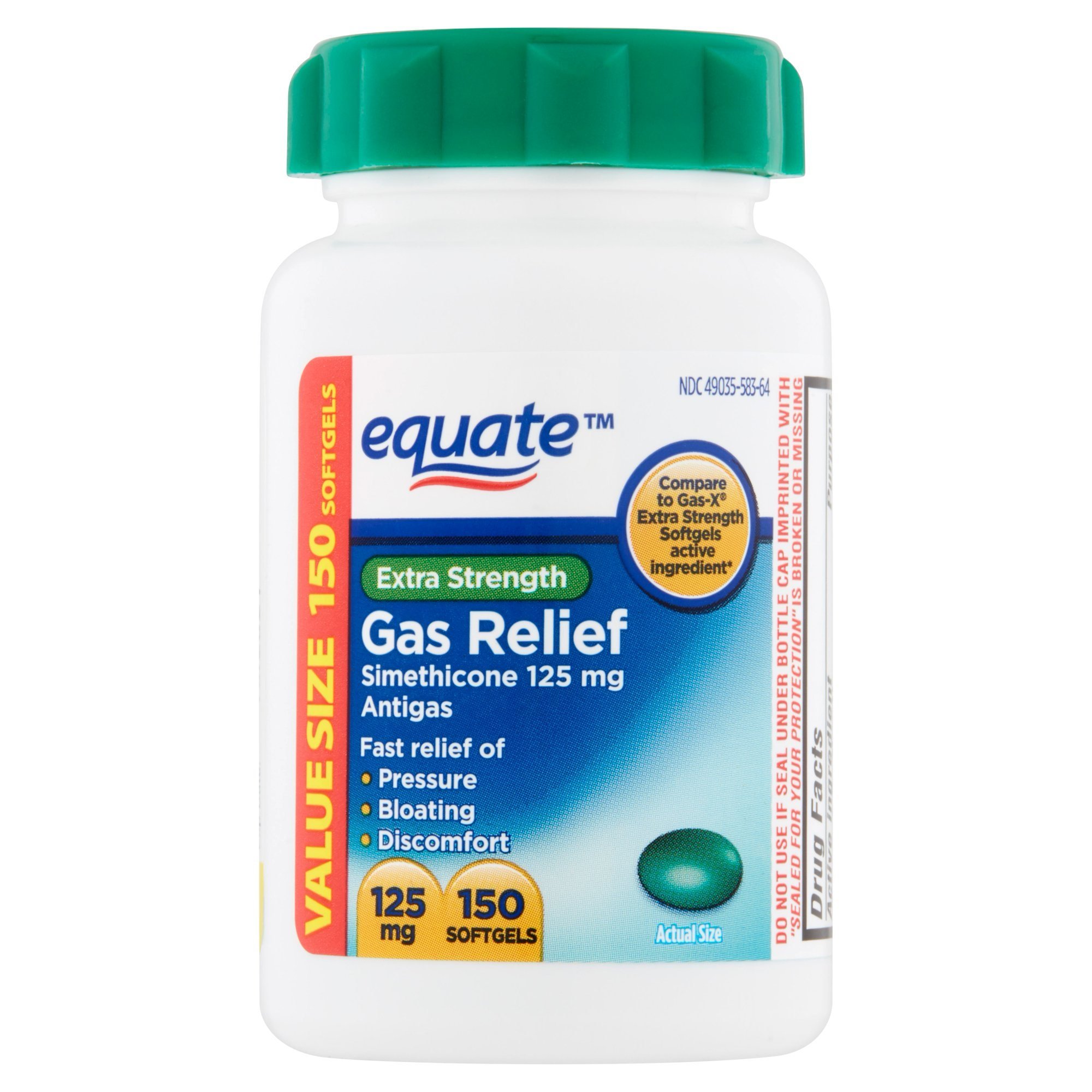 Equate Extra Strength Gas Relief Softgels Value Size; 125 mg; 150 Count Equate Extra Strength Gas Relief Softgels Value Size; 125 mg; 150 Count