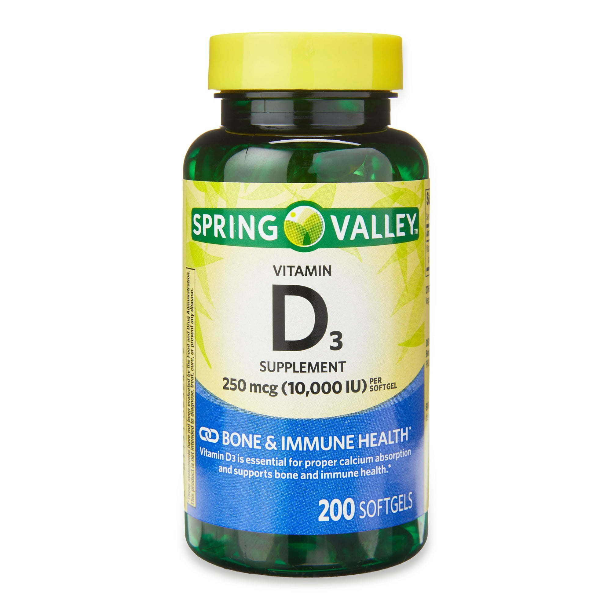 Spring Valley 10000 IU Vitamin D3 Supplement Softgels; 200 Count Spring Valley 10000 IU Vitamin D3 Supplement Softgels; 200 Count