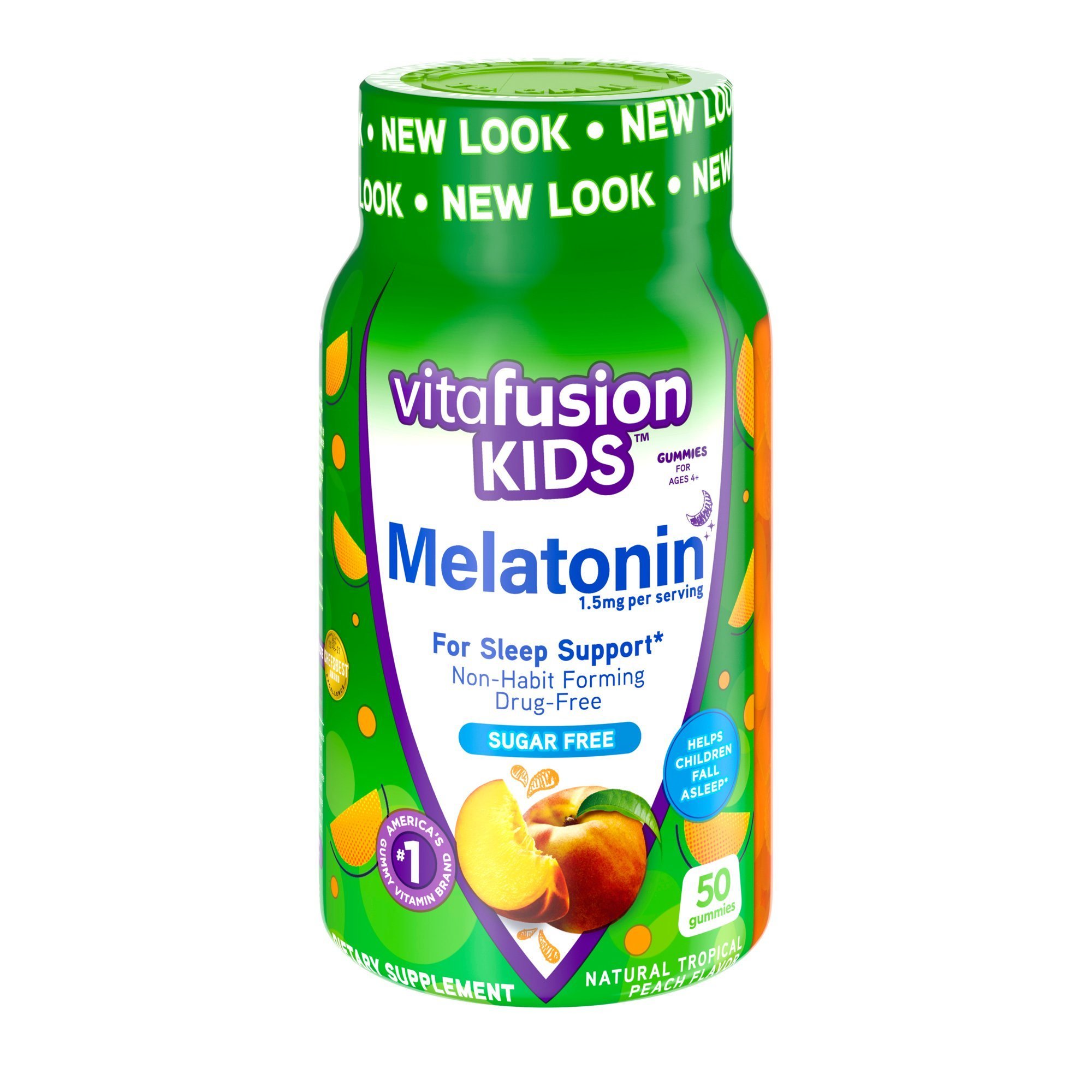 Vitafusion Kids Melatonin Gummy; Tropical Peach Flavored; Sleep Support Supplements; 50 Count Vitafusion Kids Melatonin Gummy; Tropical Peach Flavored; Sleep Support Supplements; 50 Count