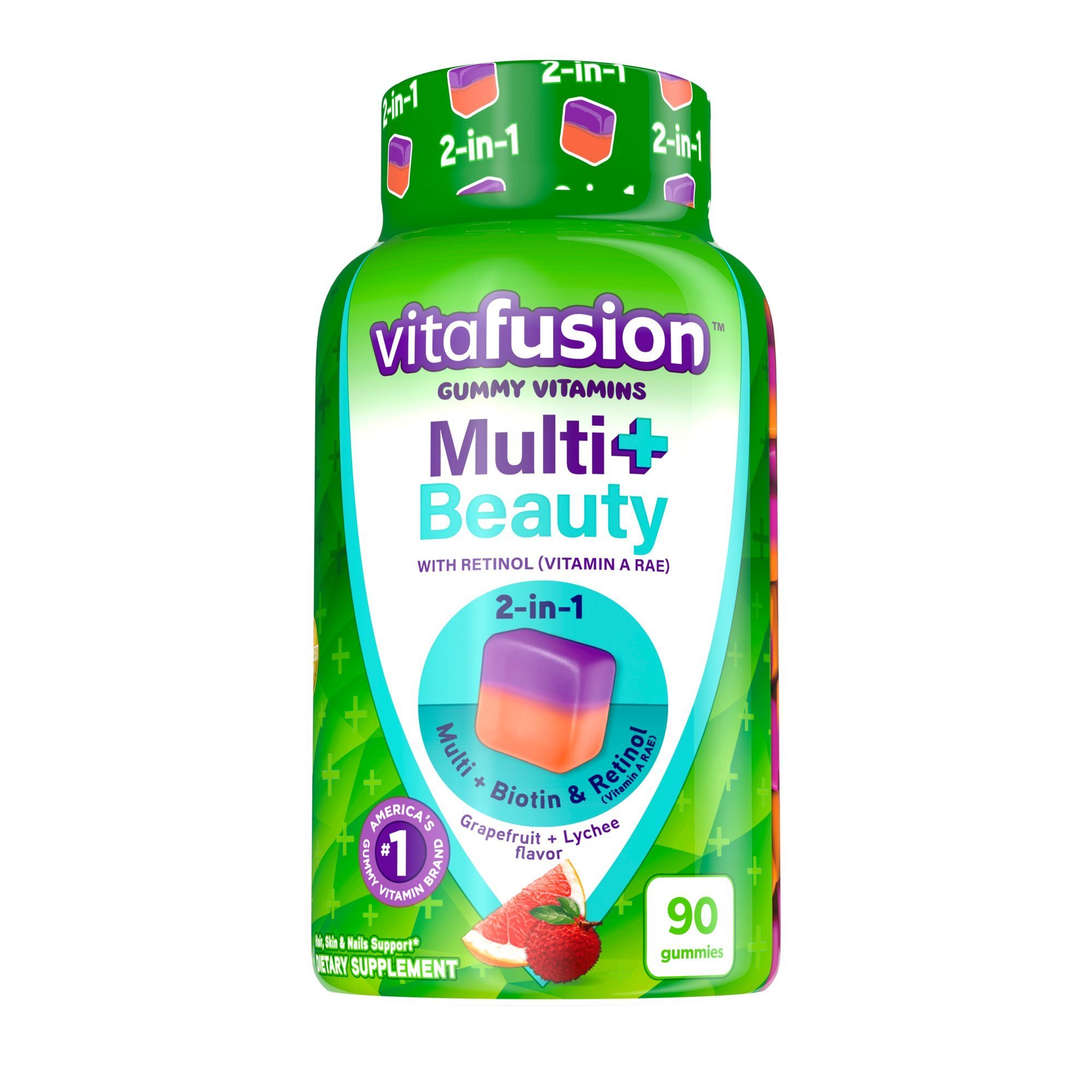 Vitafusion Gummy Vitamins; Multi+ Beauty 2-in-1 Benefits & Flavors; 90 Count Vitafusion Gummy Vitamins; Multi+ Beauty 2-in-1 Benefits & Flavors; 90 Count