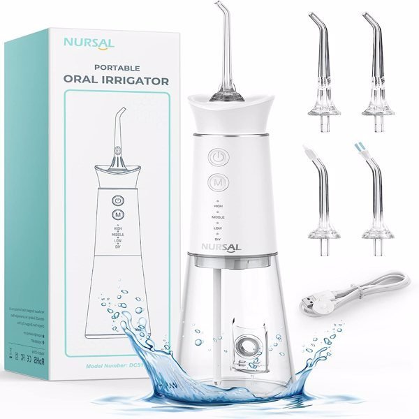 Water Dental Flosser Cordless with Magnetic Charging for Teeth Cleaning, Nursal 7 Clean Settings Portable Rechargeable Oral Irrigator, IPX8 Waterproof Water Dental Flosser Cordless with Magnetic Charging for Teeth Cleaning, Nursal 7 Clean Settings Portable Rechargeable Oral Irrigator, IPX8 Waterproof